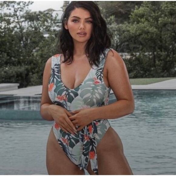 Toluca Artemis One Piece Bathing Suit Tropical Cheeky High Cut Large Tropical - Picture 1 of 10